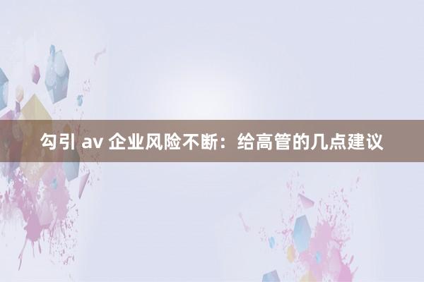 勾引 av 企业风险不断：给高管的几点建议